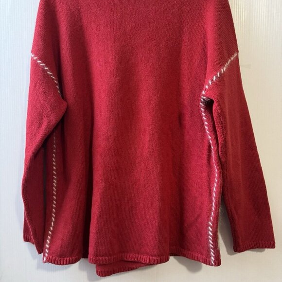J.Jill Womens XL Red Yak Angora Reindeer Stitch Sleeve Sweater Christmas Winter - Picture 14 of 16